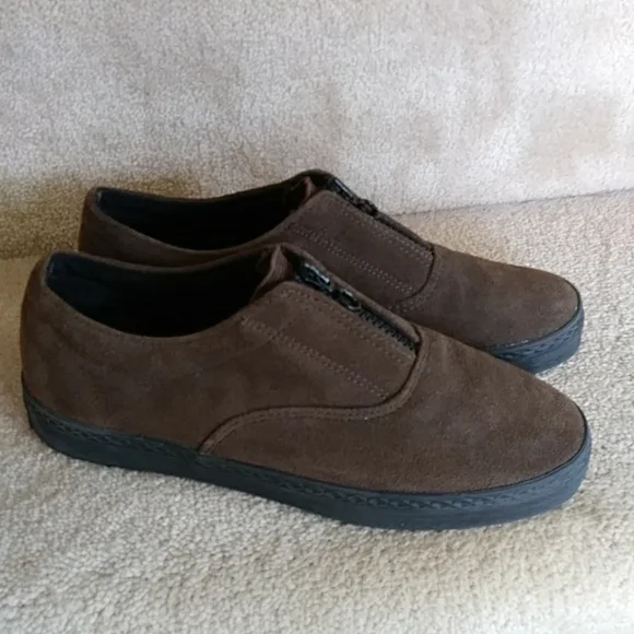 Aerosoles Suede Leather Zip Up Loafers 8B Chocolate Brown - Picture 4 of 15